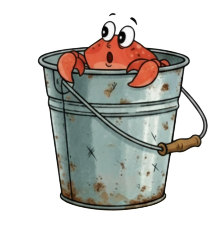 Crab in bucket
